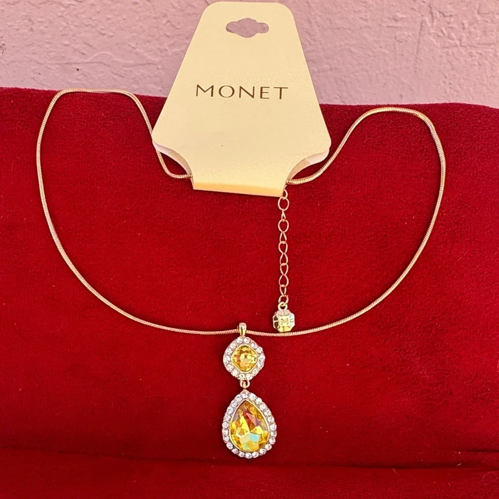 NEW MONET Gold and Yellow Pendant Necklace
